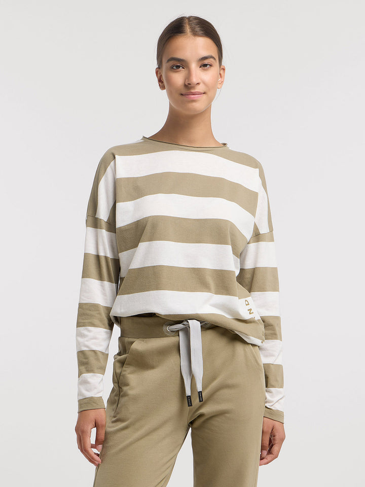 Longsleeve Milia Golden Olive Cloud White