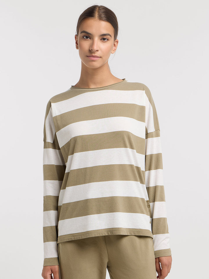 Longsleeve Milia Golden Olive Cloud White