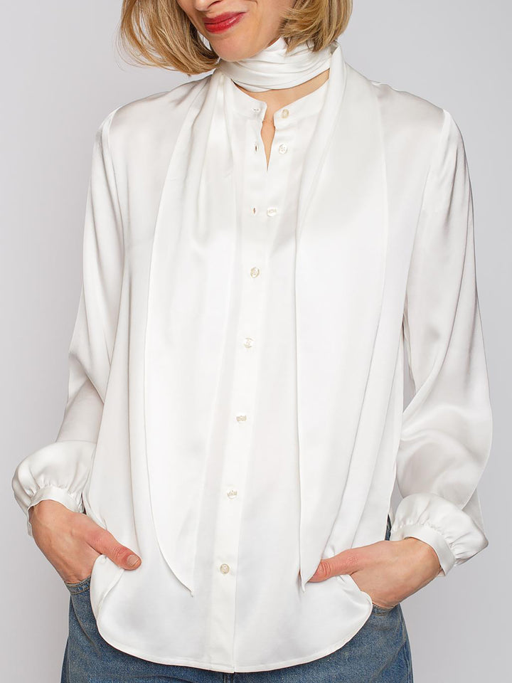 Bluse mit abnehmbarer Schluppe Offwhite