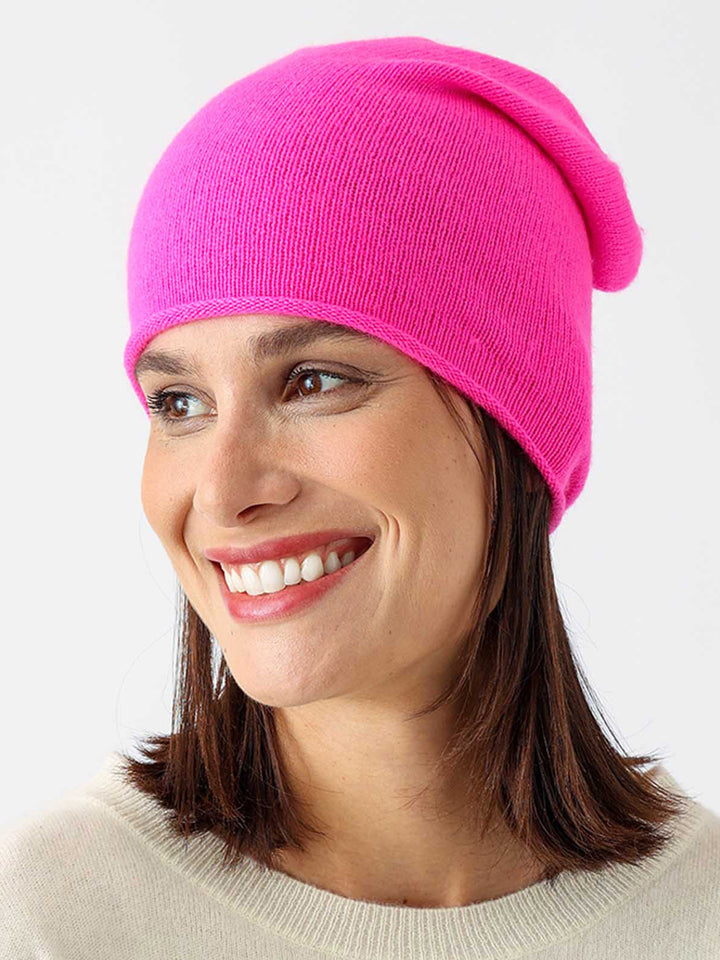 Kaschmir Beanie Neon Pink