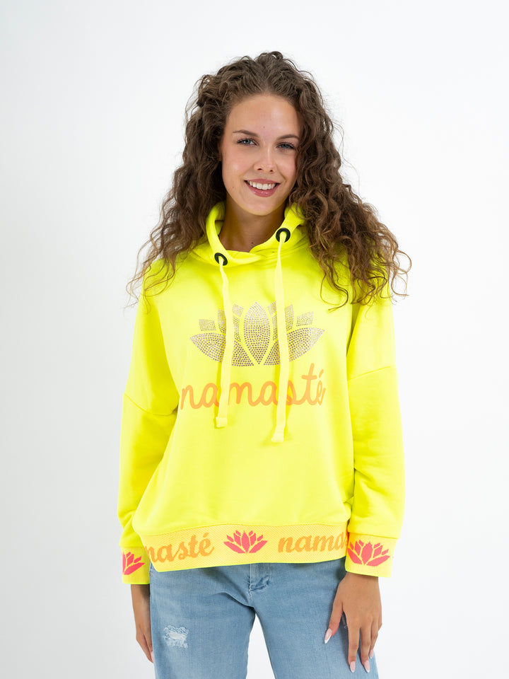 Hoodie Namaste Strass Neon Gelb