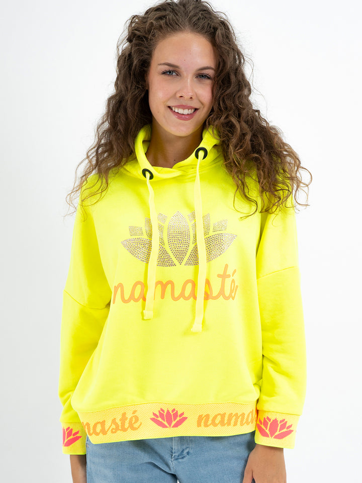 Hoodie Namaste Strass Neon Gelb