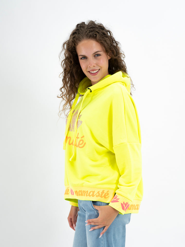 Hoodie Namaste Strass Neon Gelb