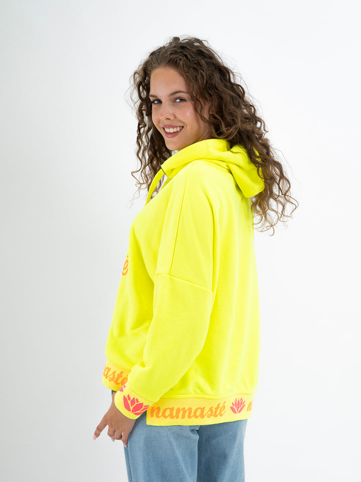 Hoodie Namaste Strass Neon Gelb