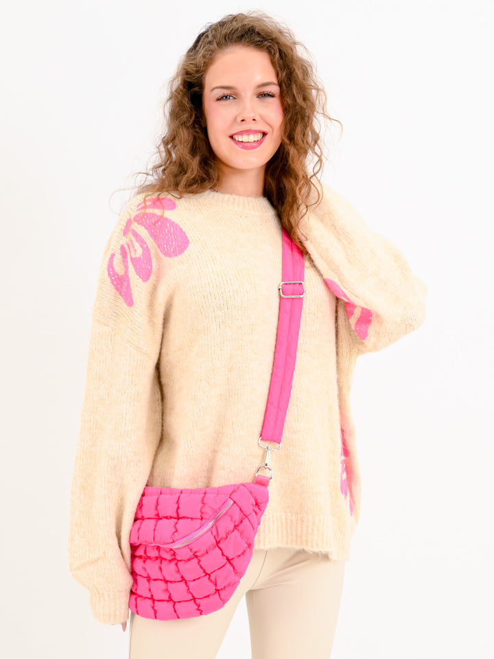 Strickpullover Blume Beige