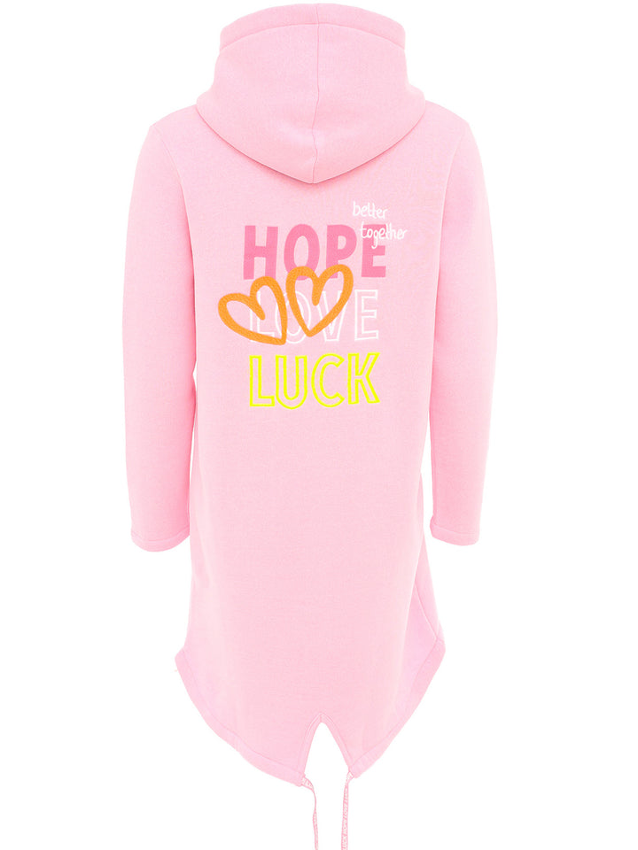 Hoodiemantel Hope Love Luck Rosa