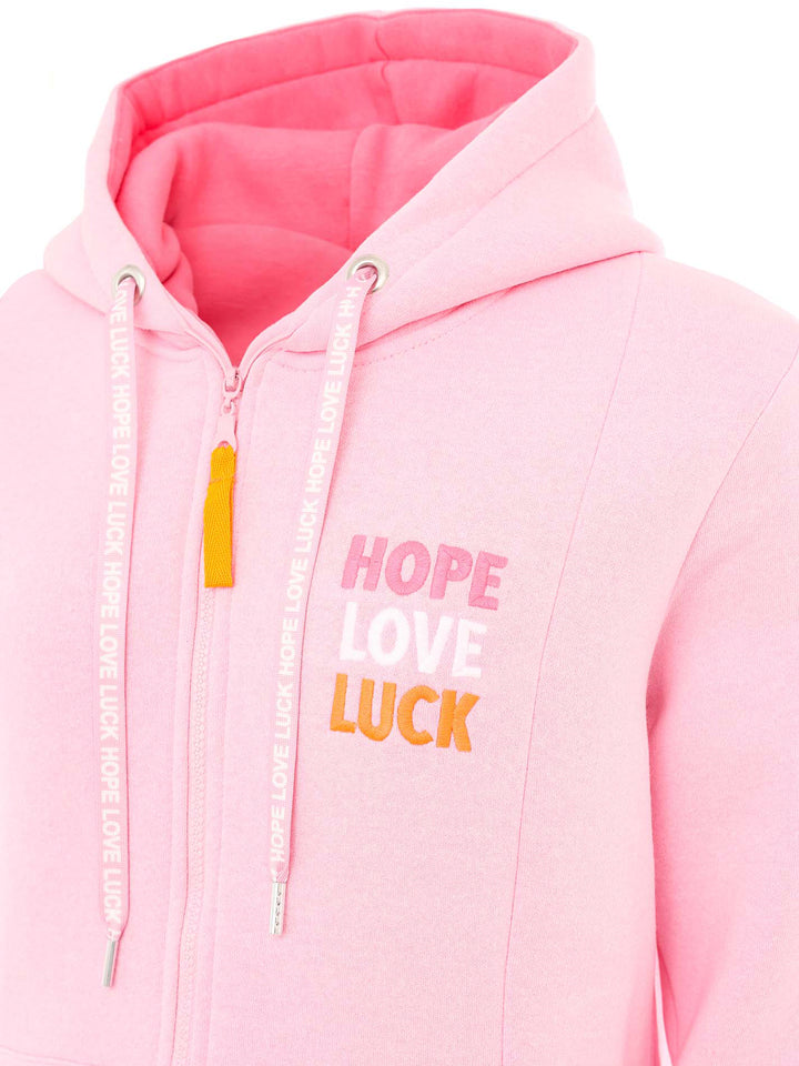 Hoodiemantel Hope Love Luck Rosa