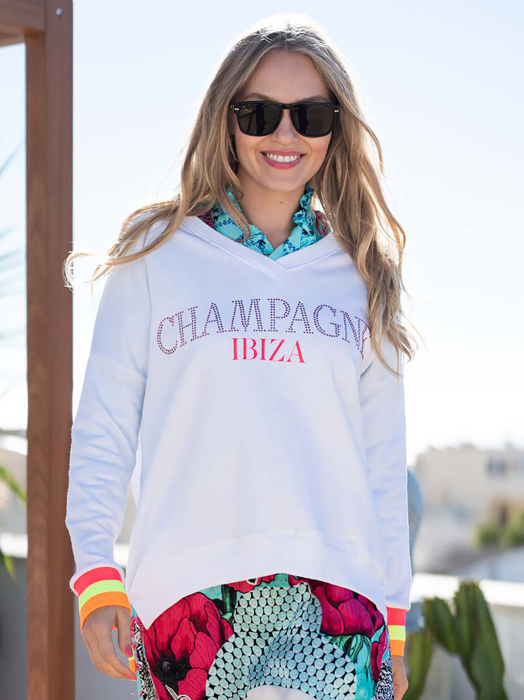 V-Neck Sweater Champagne Ibiza Strass
