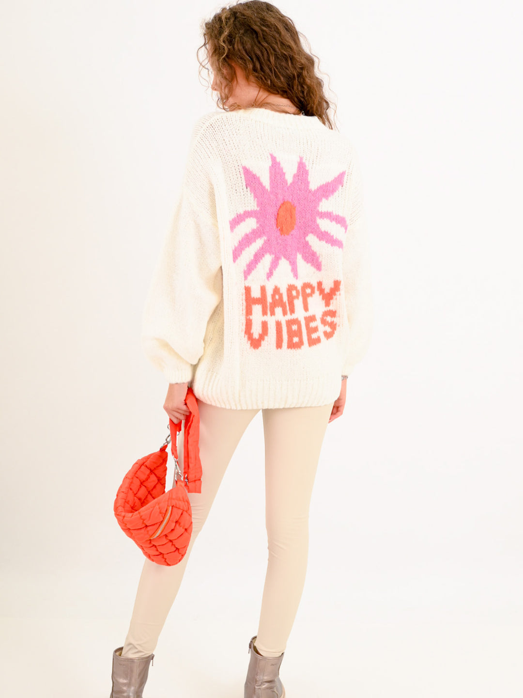 Strickpullover Happy Vibes Offwhite