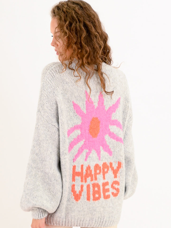 Strickpullover Happy Vibes Grau