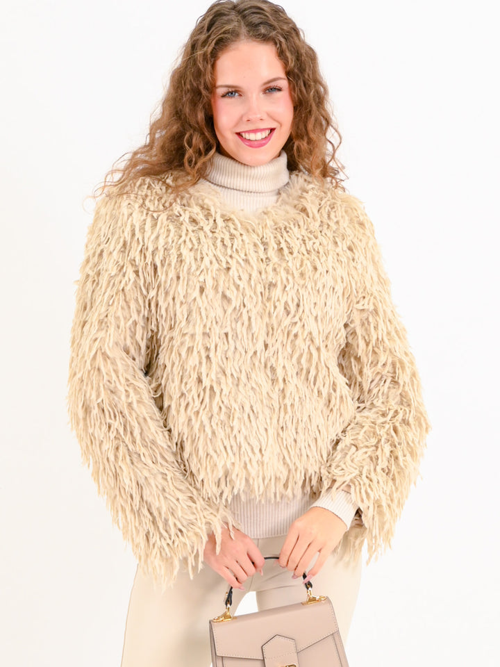 Kunstfederjacke Beige