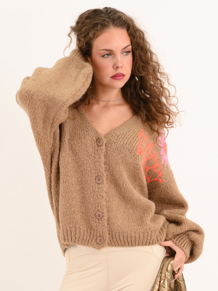 Strickcardigan Happy Vibes Camel