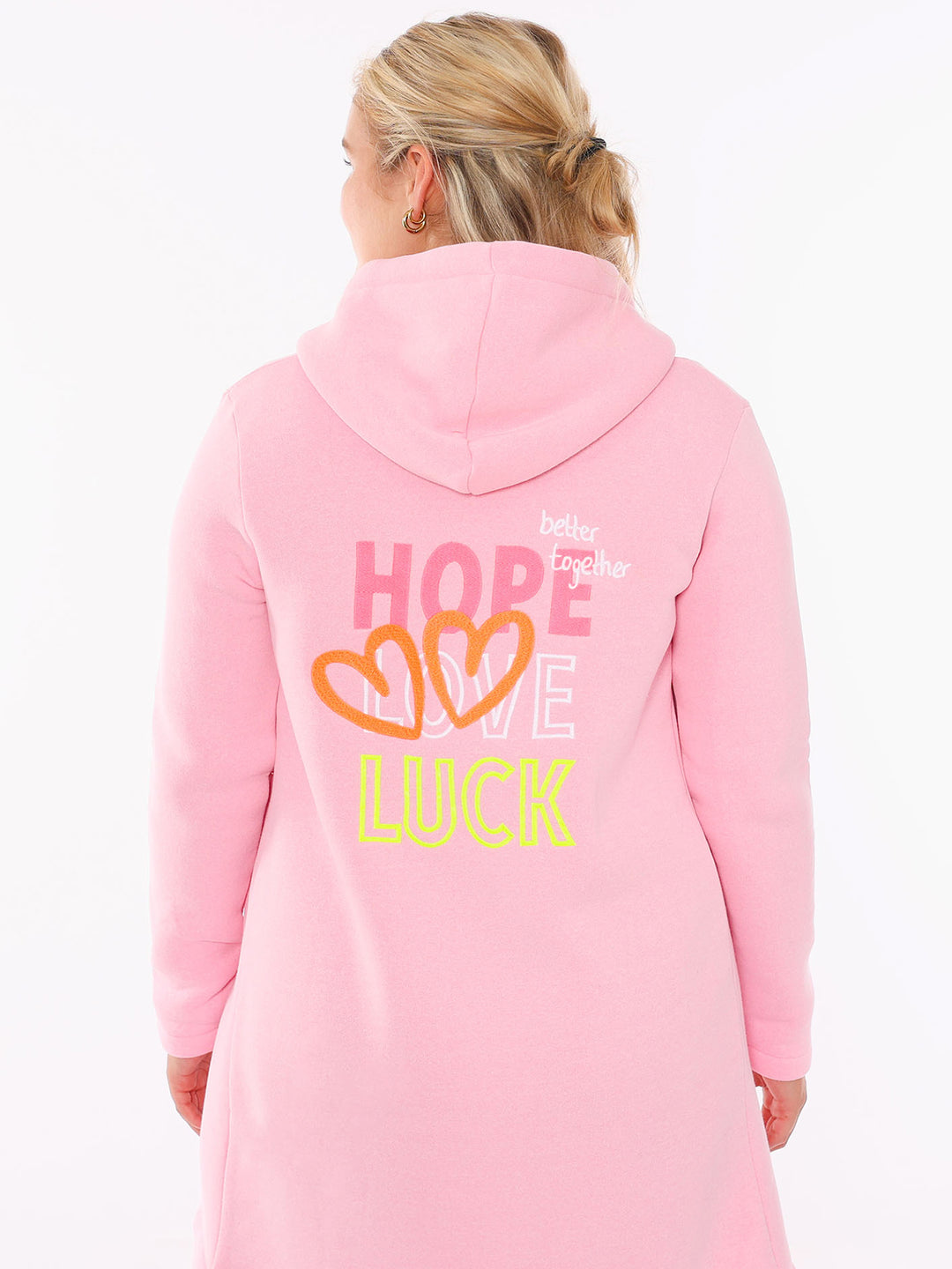 Hoodiemantel Hope Love Luck Rosa