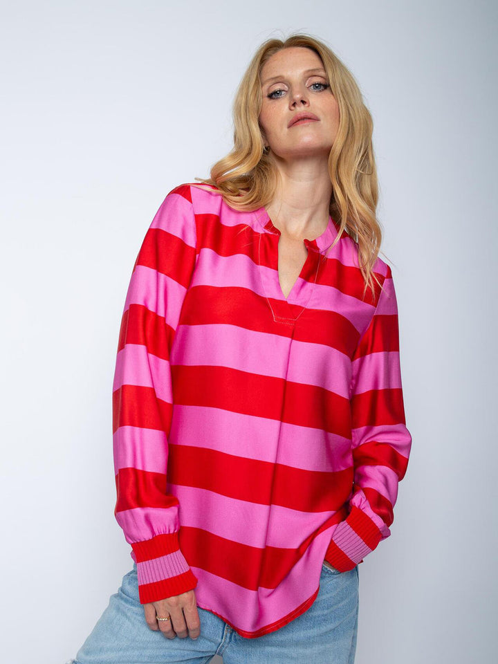 Shirtbluse Red Pink Stripe